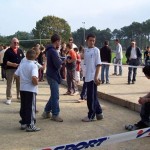 Terrains de pétanque tracés pour les parties de CDC de jeunes à Luscanen