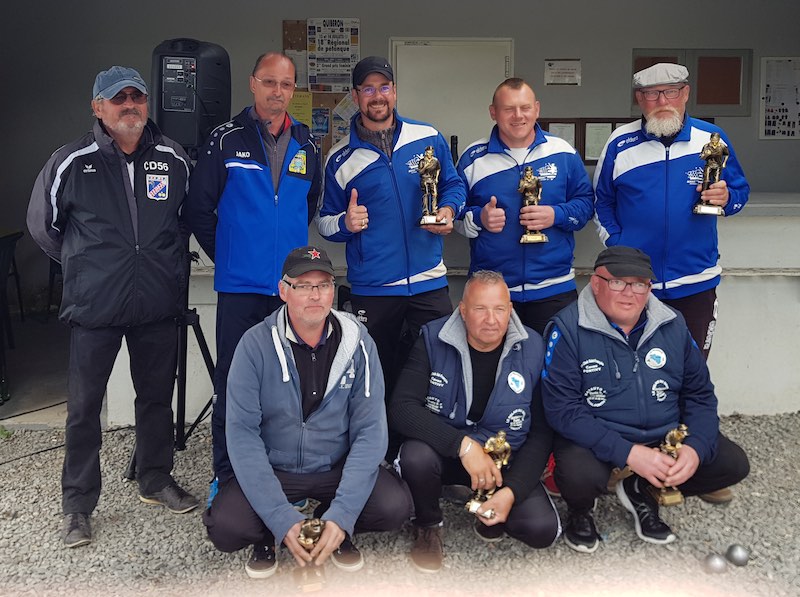 champions et vice champions du Morbihan en triplette promotion.à Pénestin 2019